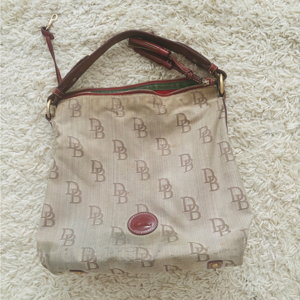 Dooney & Bourke beige and brown canvas shoulder bag